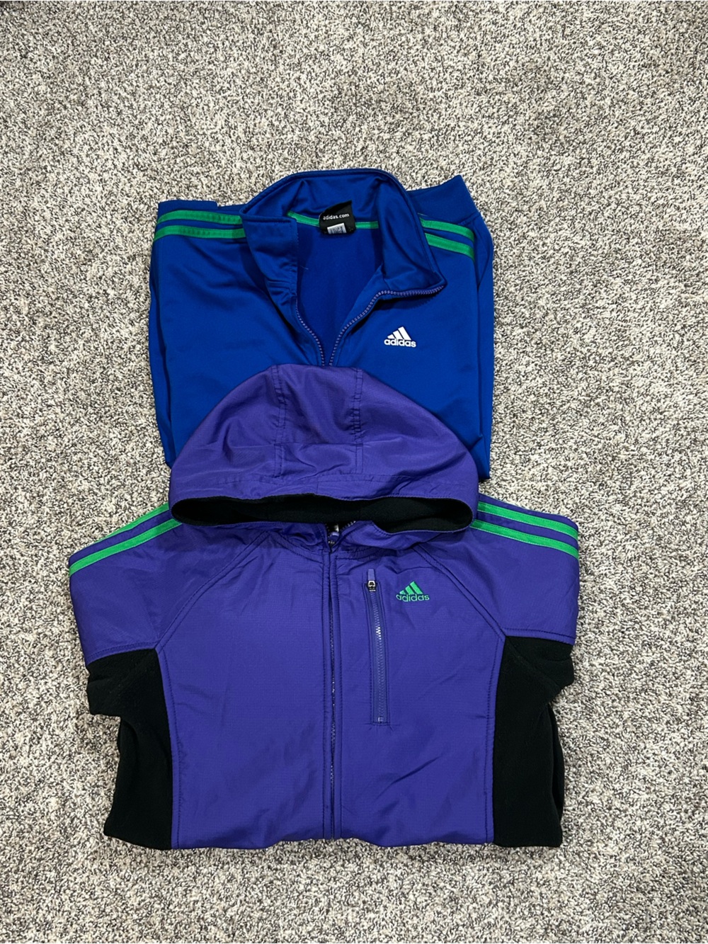Set of 2 Adidas Hooded Jacket & Blue Zip Track Top Youth XL